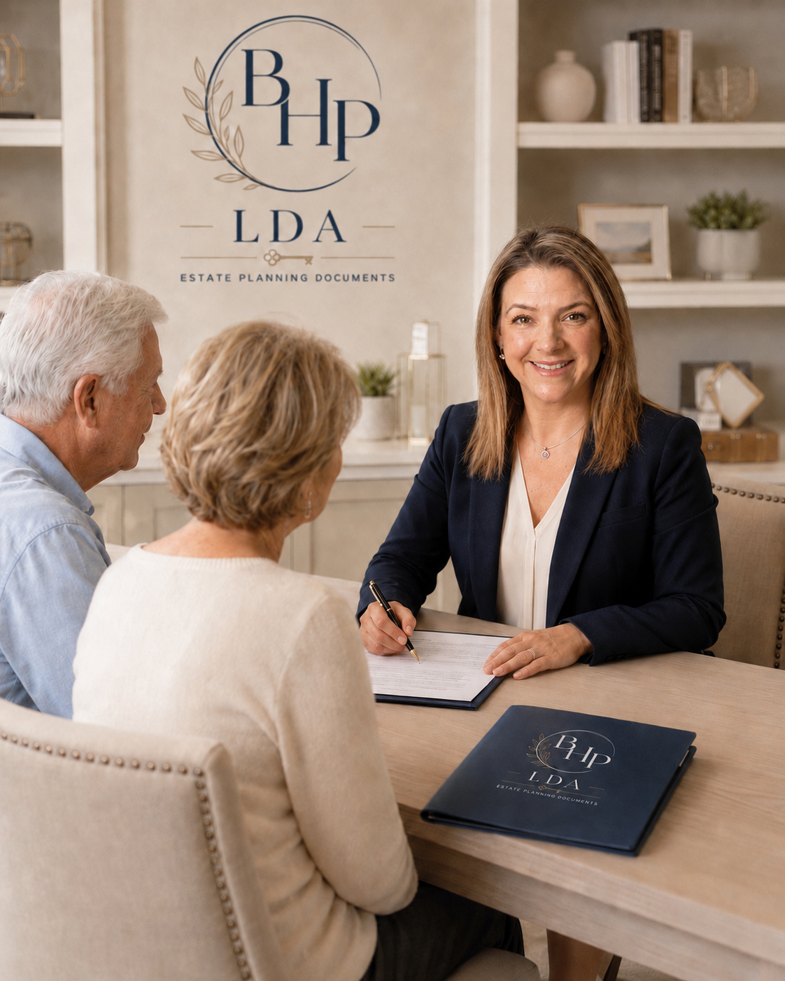 BHP LDA founder meeting with a couple to review estate planning documents